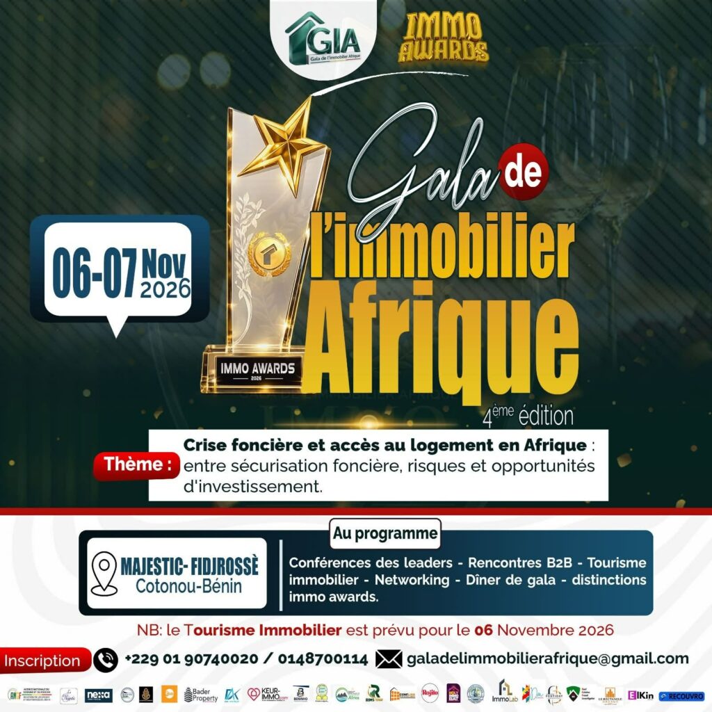 Affiche du Gala de l'Immobilier Afrique 2026, Immo Awards, 6 et 7 novembre au Majestic Fidjrossè