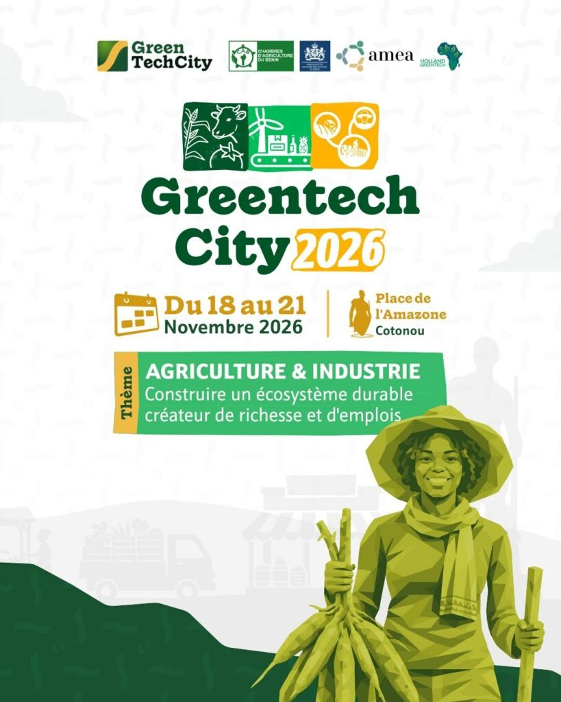 Affiche Greentech City 2026, du 18 au 21 novembre place de l'Amazone à Cotonou